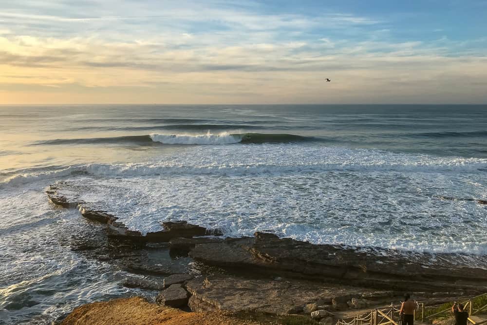 Surfing a barrel at Pedra Branca