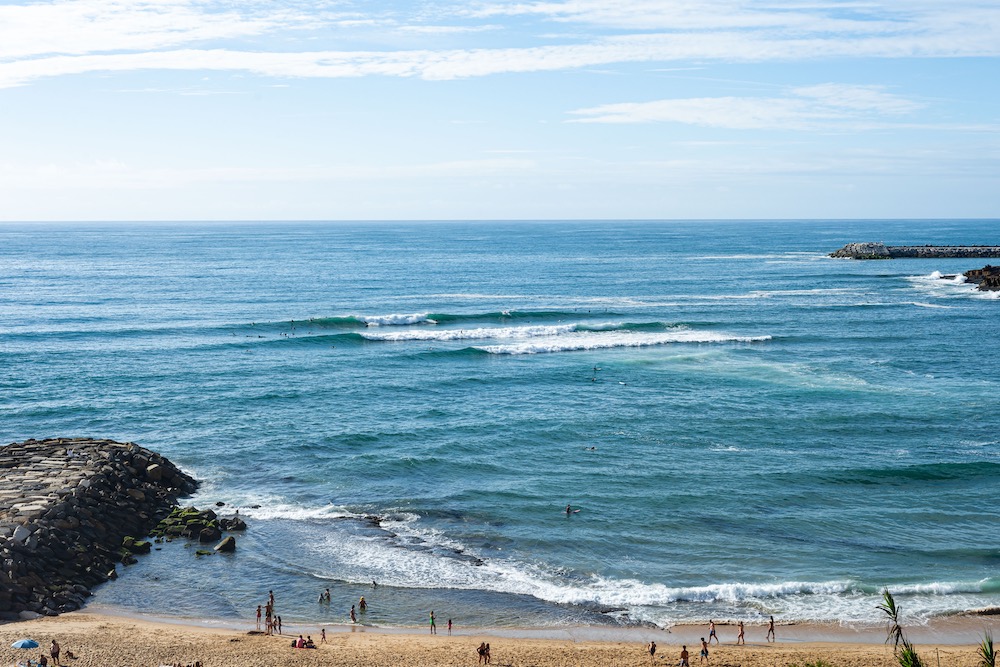 Surfers enjoying nice conditions at Praia do Sul