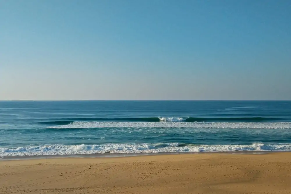 Perfect a-frame wave breaking at Santa Cruz