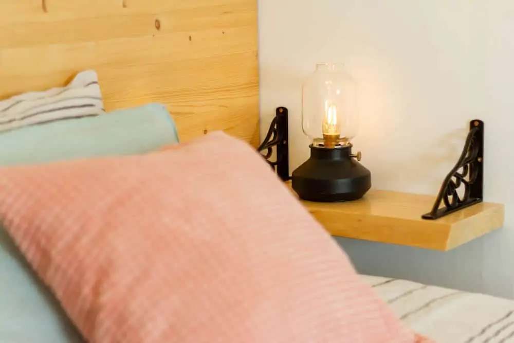 Light with dimmer on a bedside table